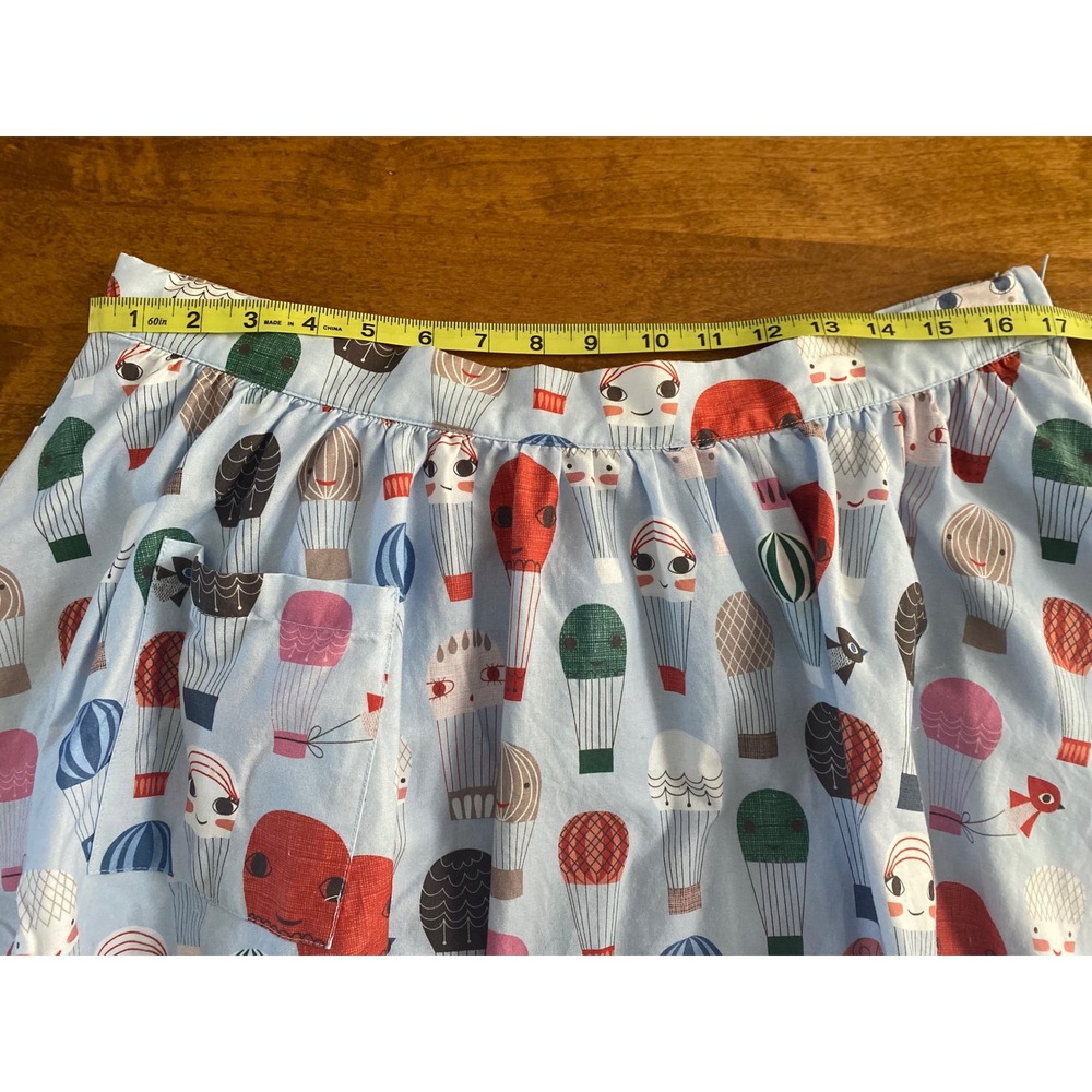 ModCloth Hot Air Balloon Print A-Line Skirt Blue Cotton XL Pocket Retro Style - Picture 11 of 14
